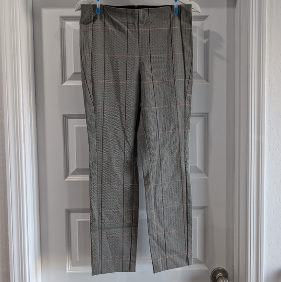 Rag & Bone Simone Pant Grey Burgundy Pink Plaid Skinny Leg Crop Stretch 8 - Picture 3 of 12